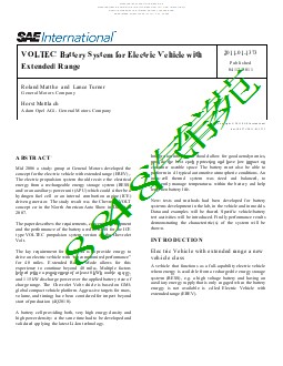Voltec Battery System of EV with Extended Range 2011-01-1373