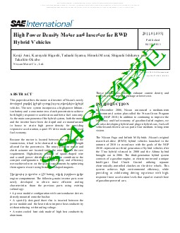 High Power Density Motor and Inverter for RWD Hybrid Vehicles