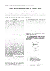 2000-Control of Active Suspension System by Using H∞Theory