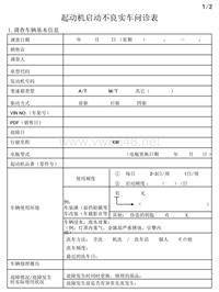 广汽丰田常用故障点检表_起动机启动不良问诊表