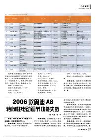 200701维修技师杂志_2006款奥迪A8转向柱电动调节功能失效